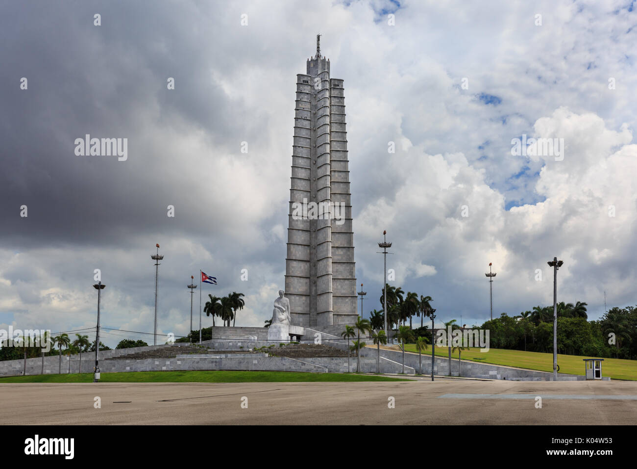 Plaza de la Revolucion and Jose Marti Memorial on a dark, stormy, gloomy day, Havana, Cubal Stock Photo
