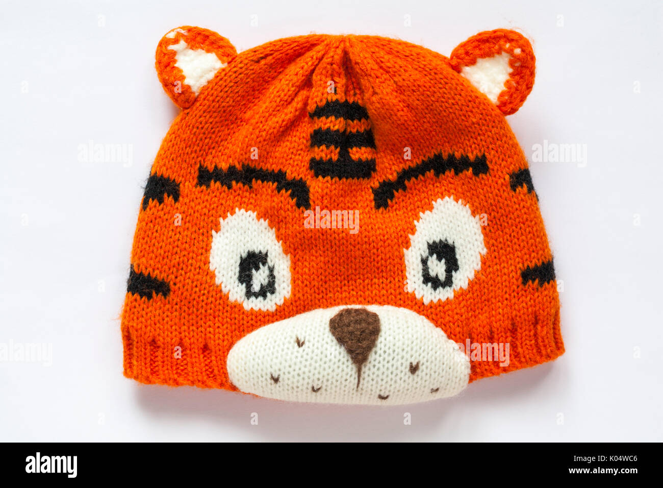 Baby's Tiger hat isolated on white background Stock Photo