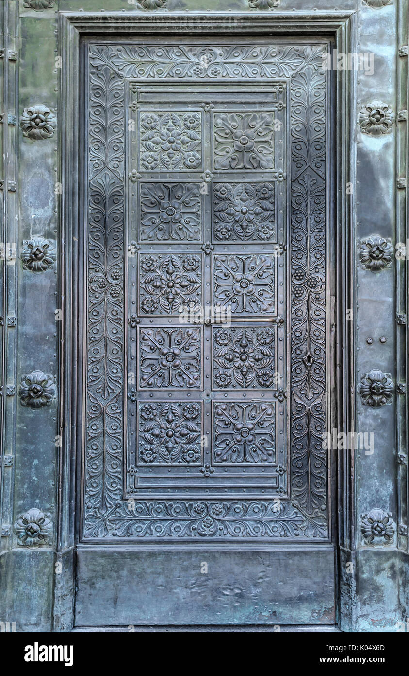 Ancient forged door. Stock Photo