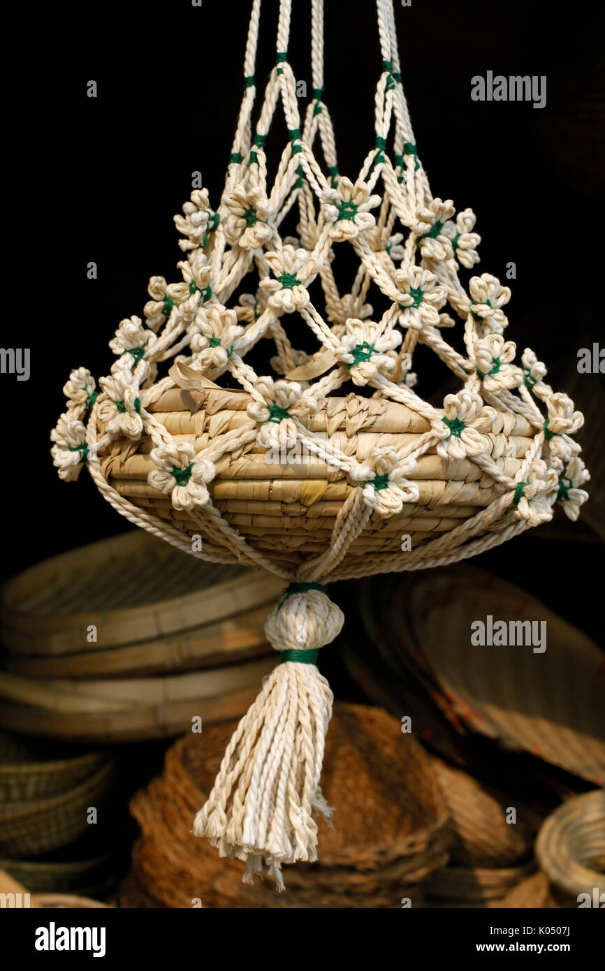 Cane products on display at a roadside shop in Dhaka, Bangladesh on