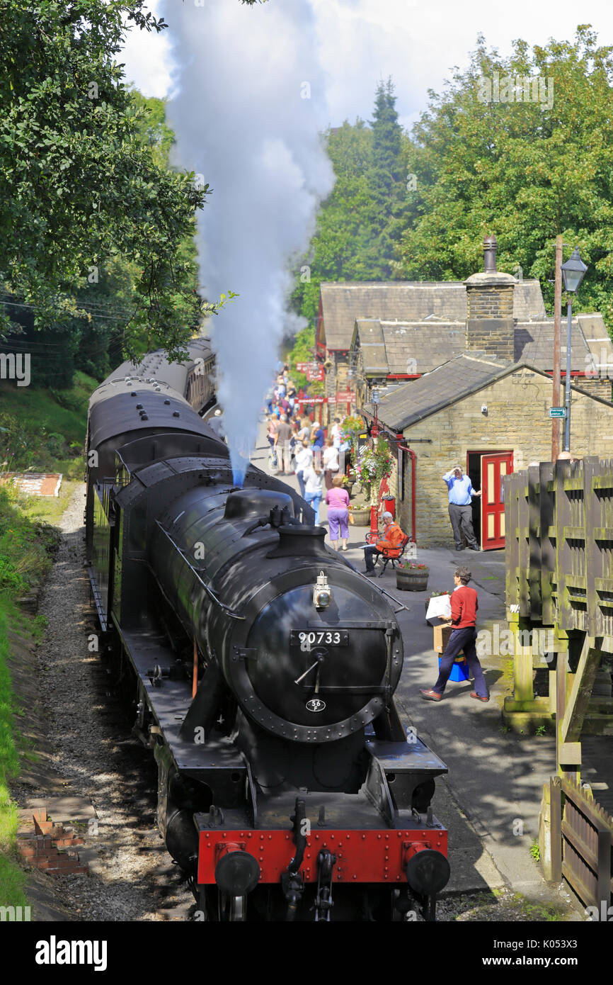 Steam Locomotive 90733 at Haworth Railway Station, Keighley and Worth ...