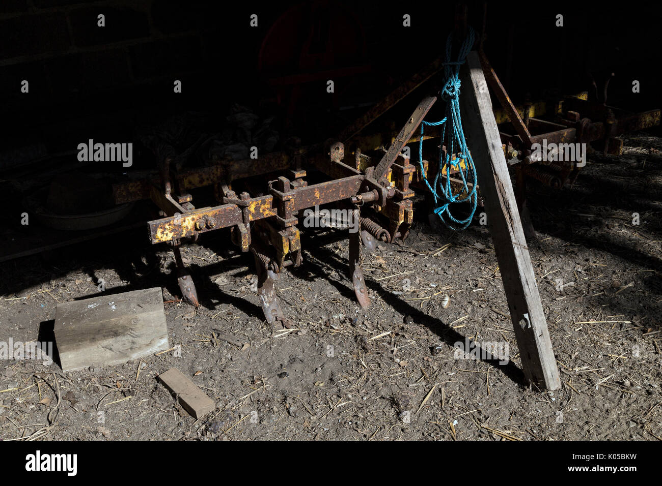 farm machinery in barn, farm machinery and farm equipment, including