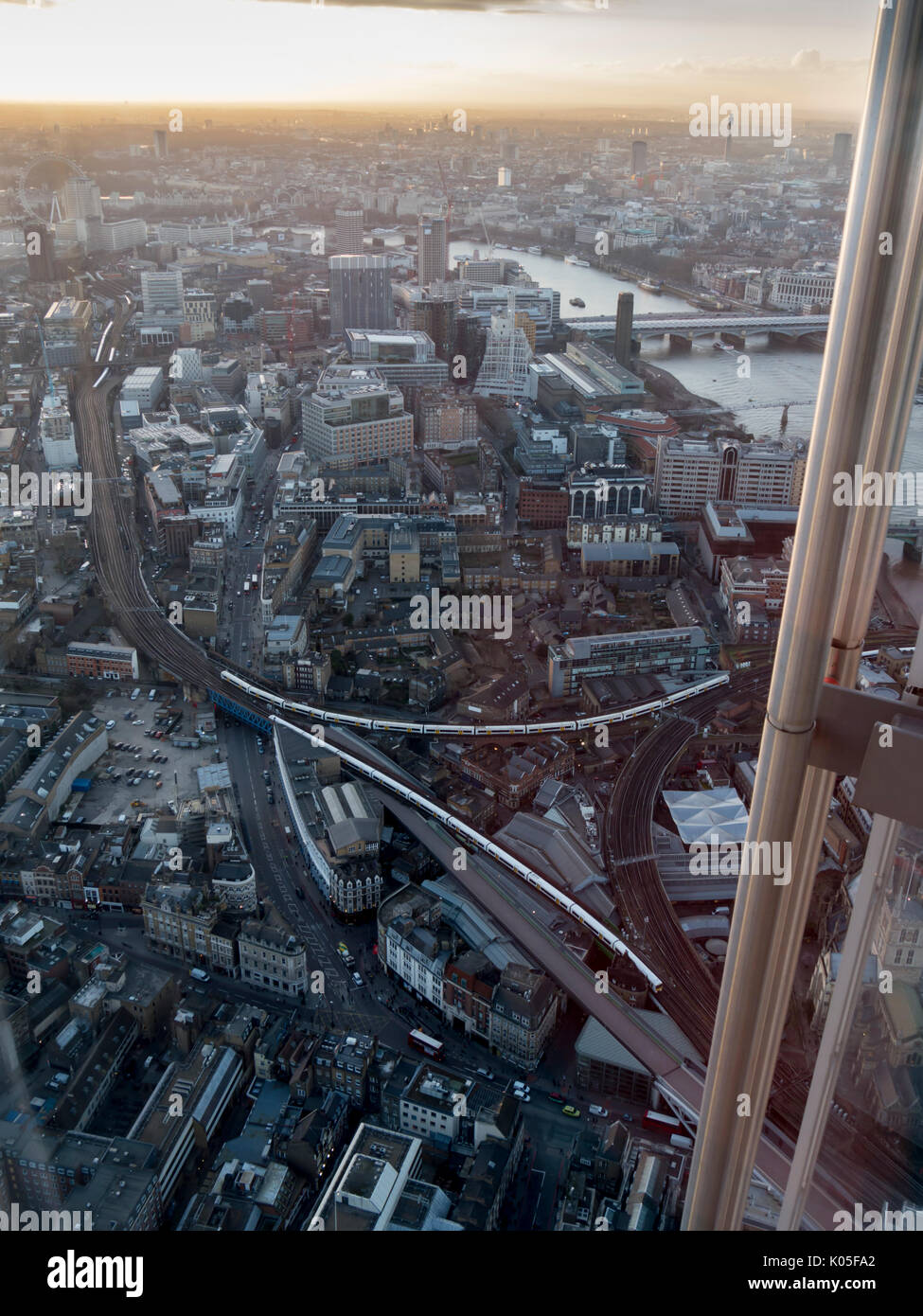 London Bridge Railing Europe, UK, England, London Bridge rail junction from shard Stock Photo ...