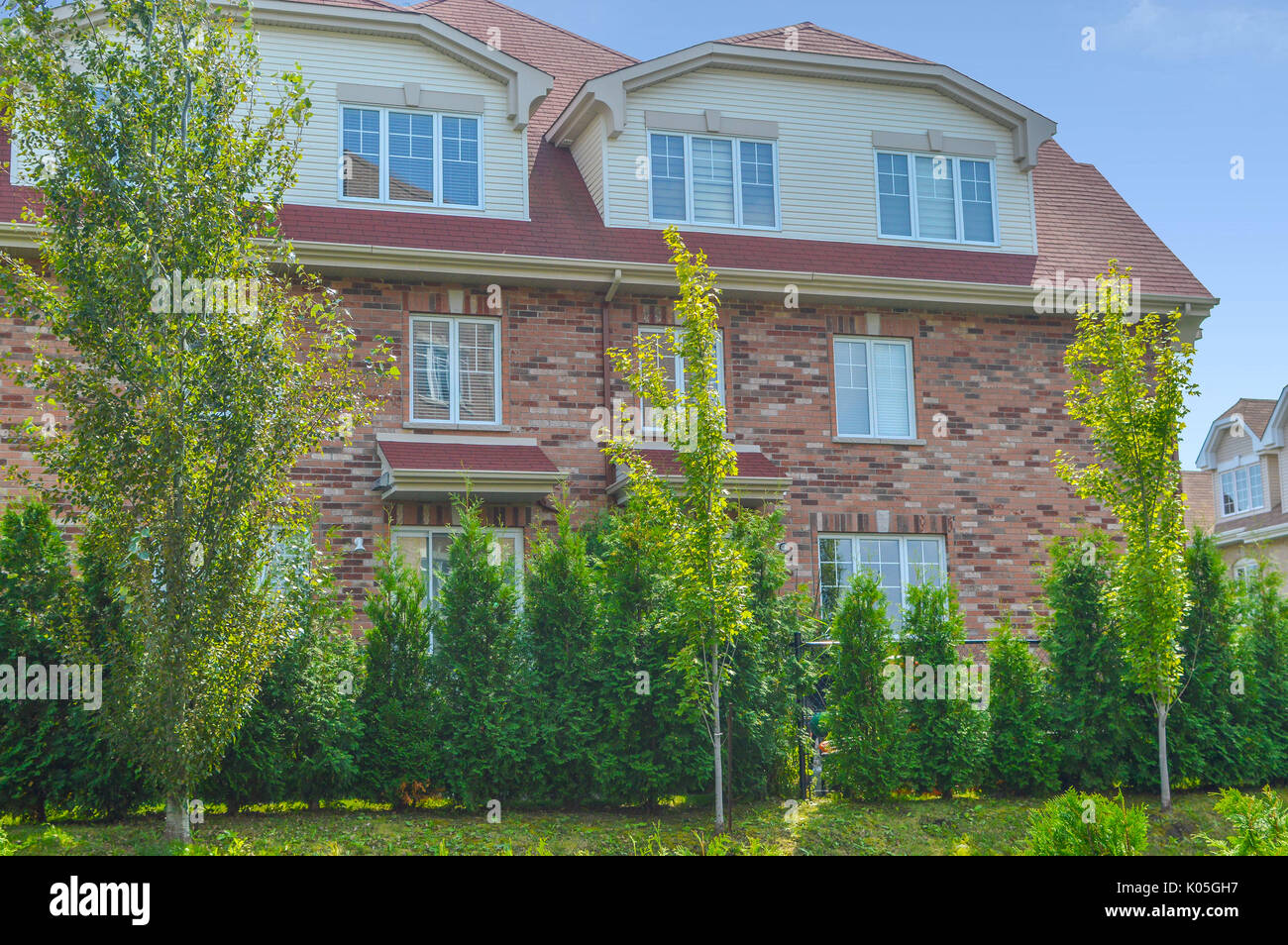 Modern Houses in Bois Franc near the central park in Canada Stock Photo