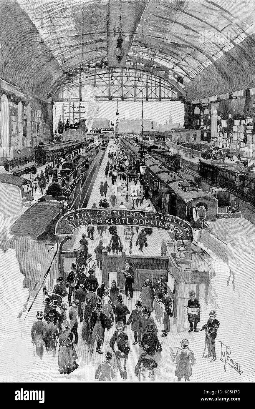 Birds eye view charing cross railway station Black and White Stock