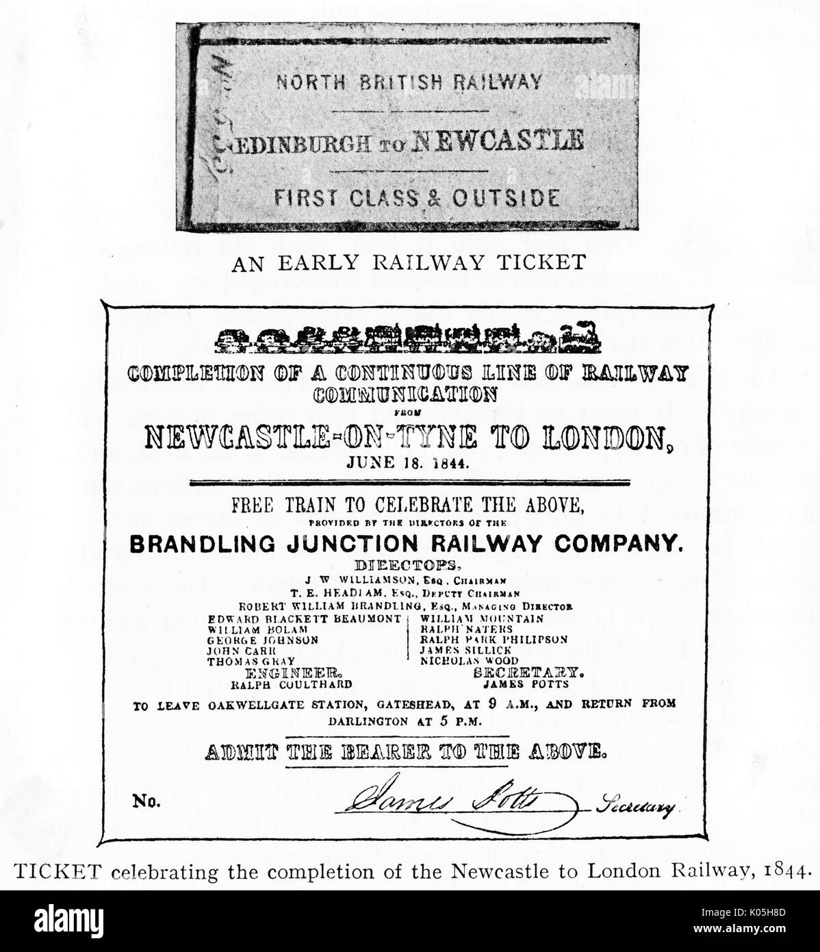 19th century railway tickets Stock Photo
