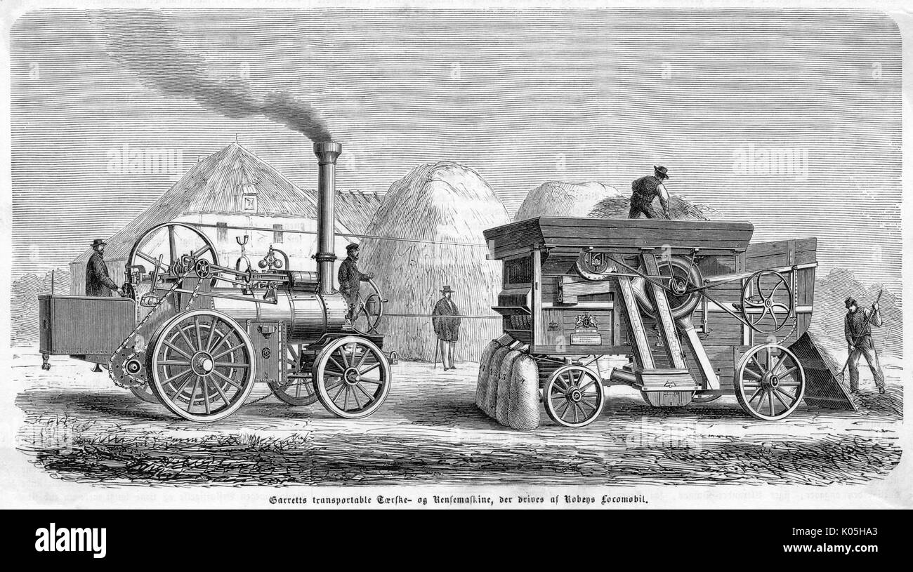 Garrett's steam thresher          Date: 1863 Stock Photo