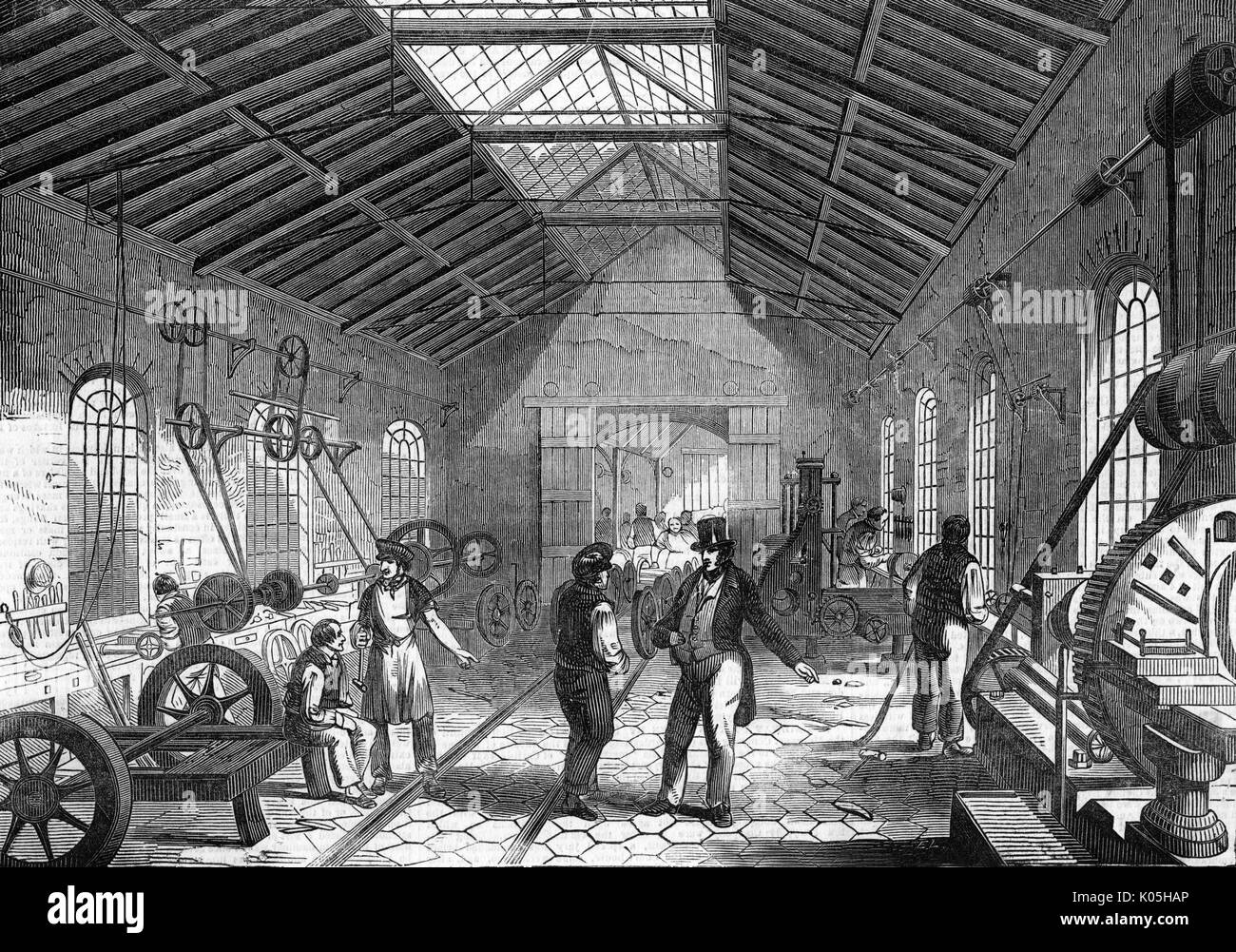 Grand Junction Railway train factory 1849 Stock Photo