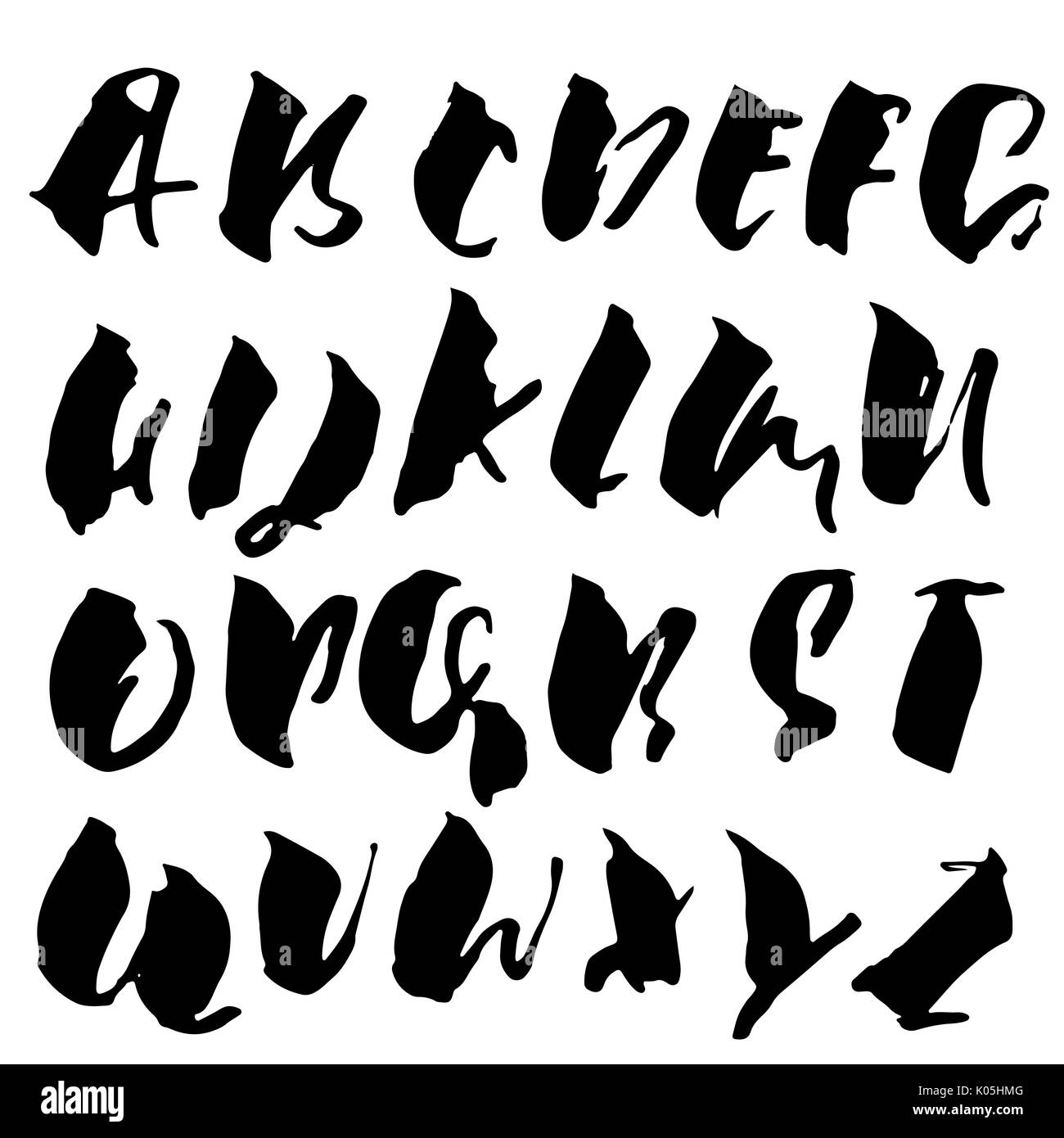 Hand drawn dry brush font. Modern brush lettering. Grunge style ...