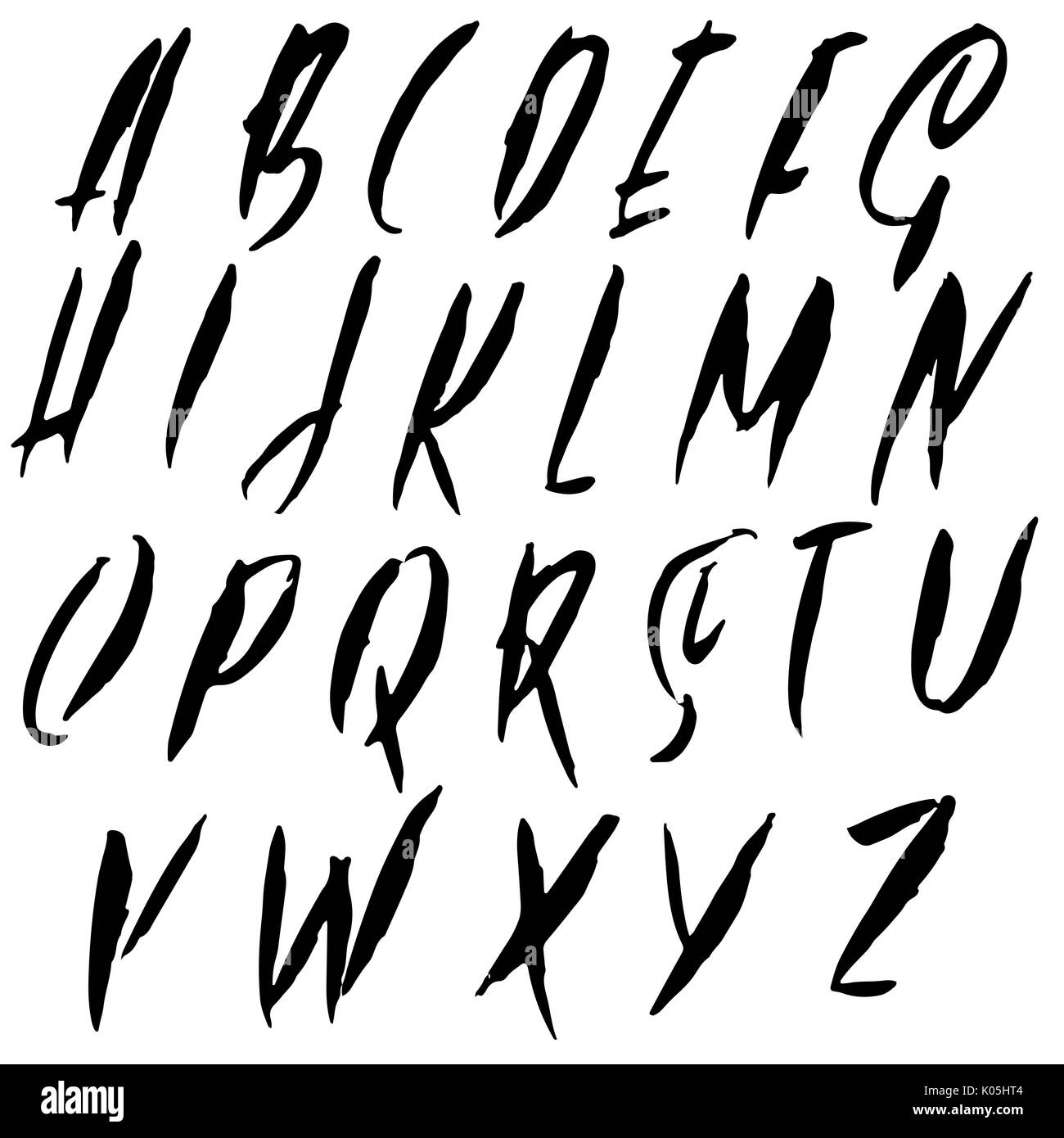 Hand drawn dry brush font. Modern brush lettering. Grunge style ...