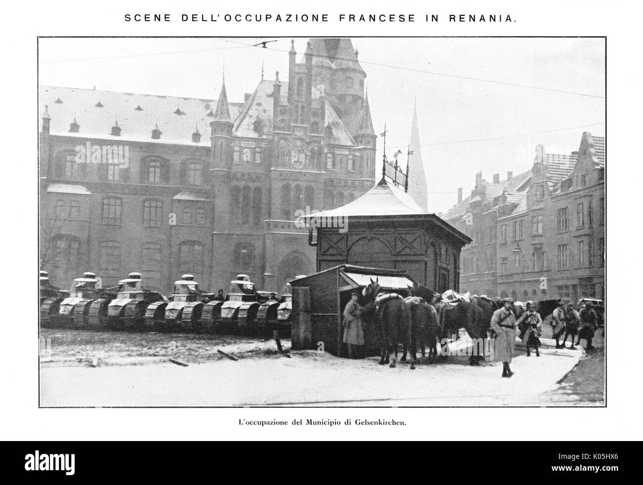 FRENCH OCCUPY THE RHINELAND  The occupation of the  municipal buildings of  Gelsenkirchen.      Date: 1923 Stock Photo