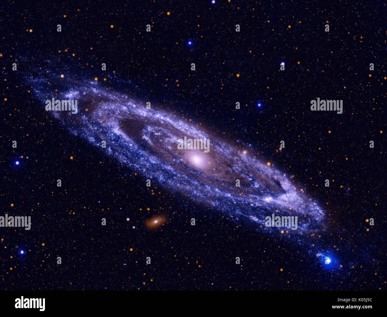 The Andromeda Galaxy, Messier 31 or M31 is a spiral galaxy in the constellation of Andromeda. It is the nearest major galaxy to the Milky Way. Retouch Stock Photo