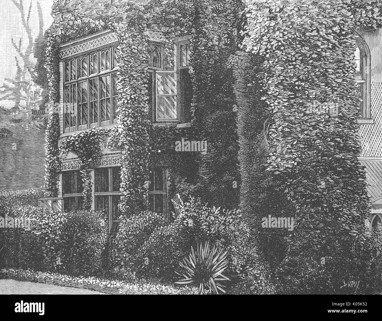 Alfred lord Tennyson (1809 - 1892) English poet's study in Farringford, Isle of Wight, seen from the garden      Date: Stock Photo