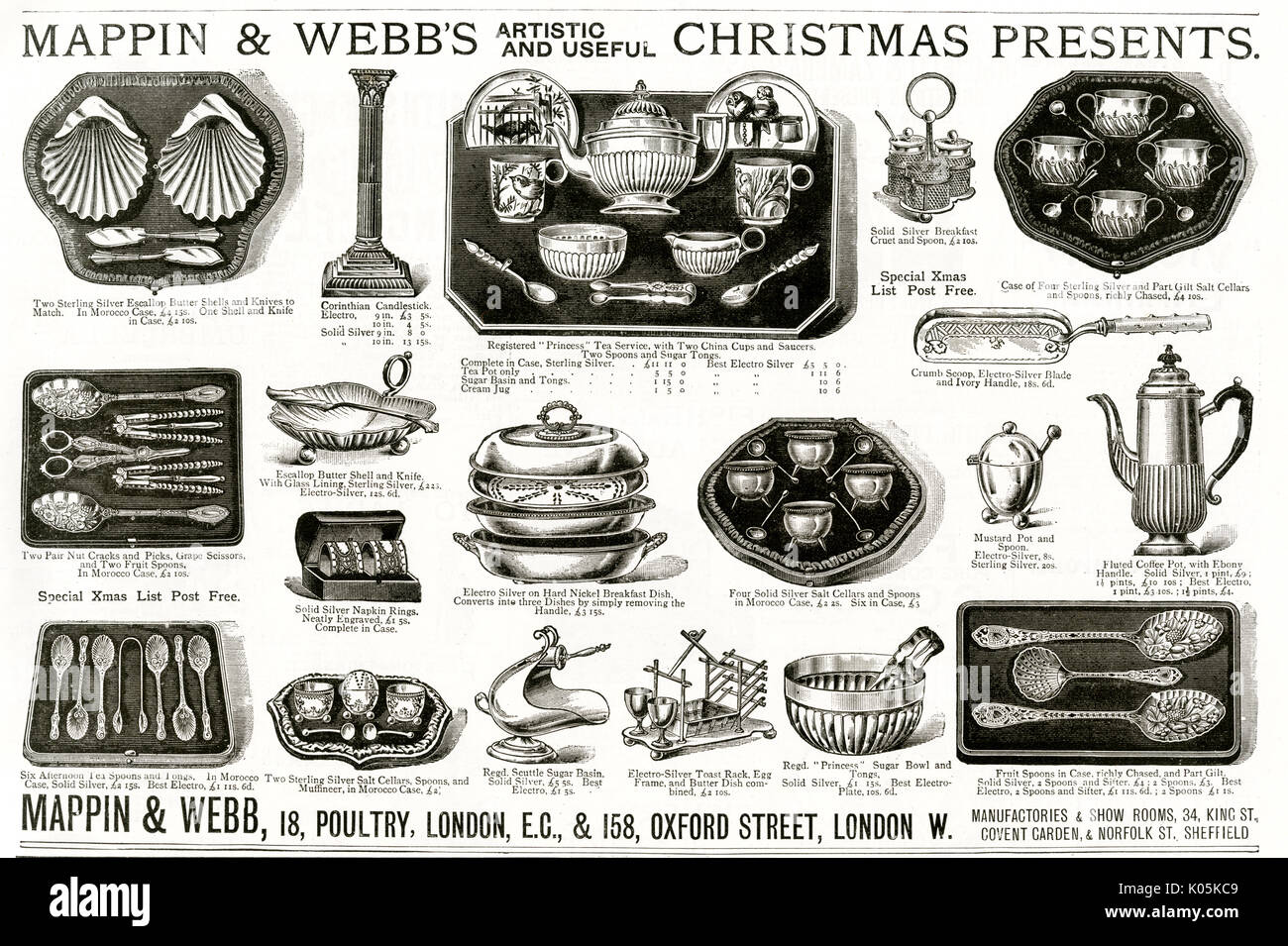 Advert for Mappin & Webb's Christmas presents 1888 Stock Photo