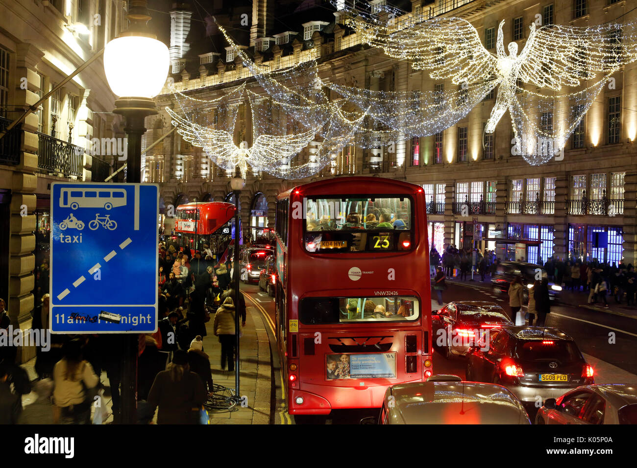 Christmas Lights Display on Regent Street in London. The modern