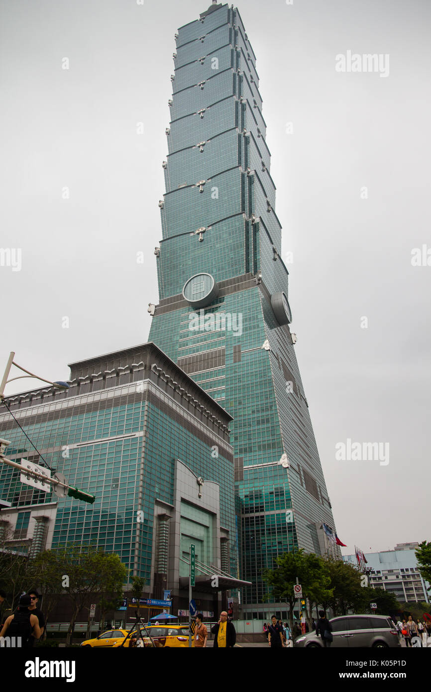 Taipei, Taiwan - March 20, 2015: Portrait view of Taipei 101 Stock Photo