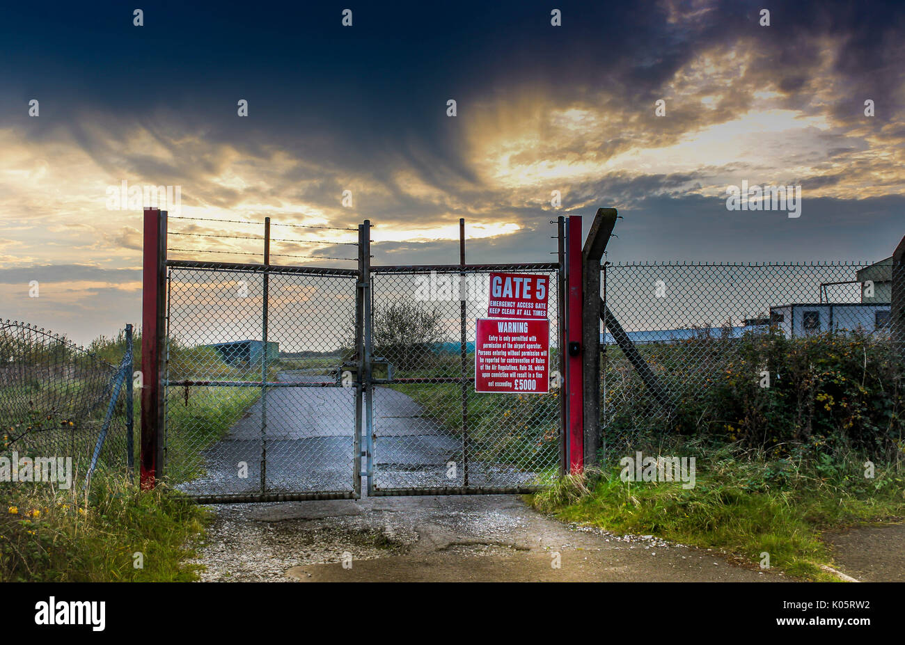 Old gate at Fairwood Airport Swansea. Stock Photo