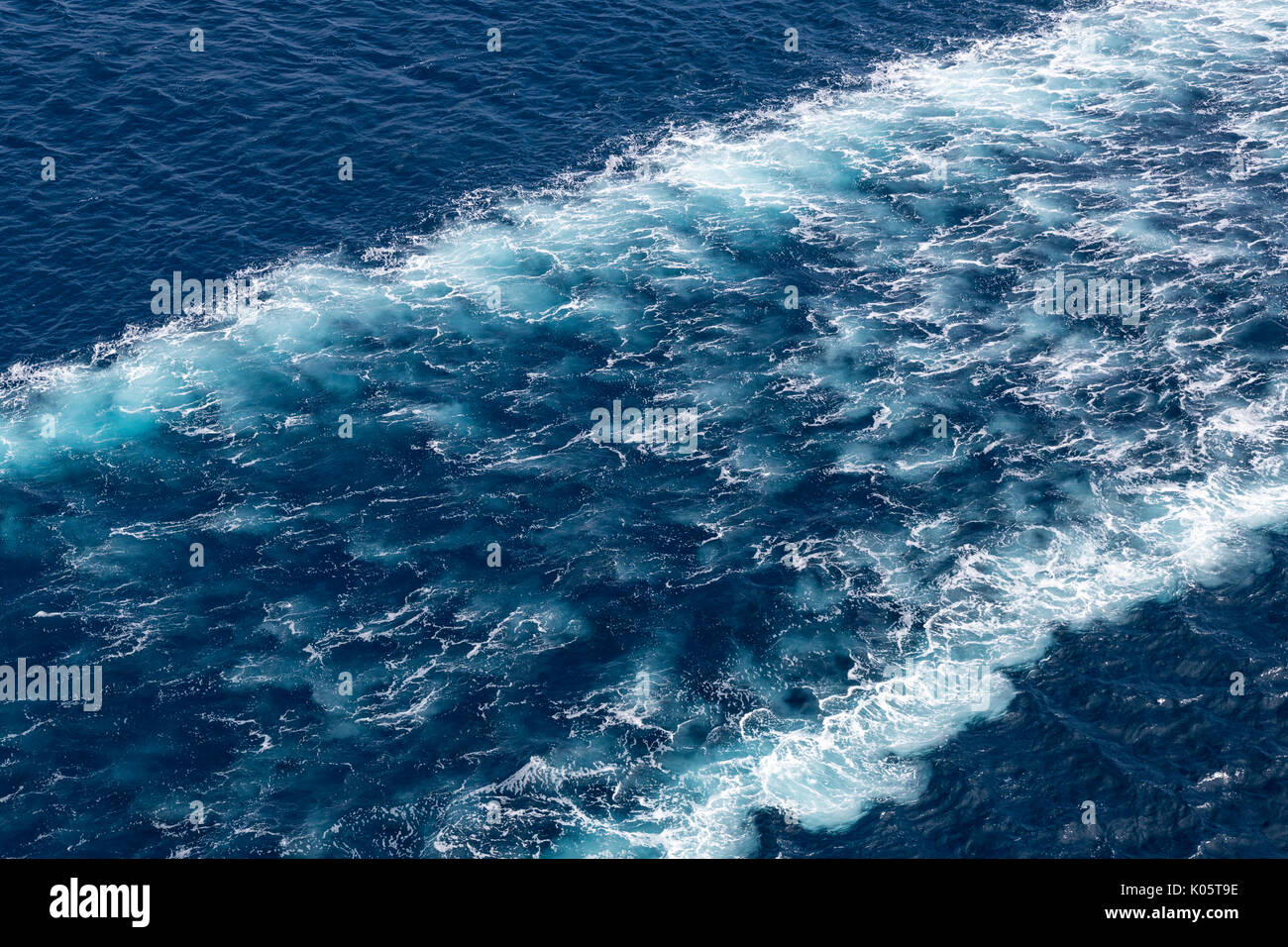 A Ship's Wake in the Caribbean. Stock Photo