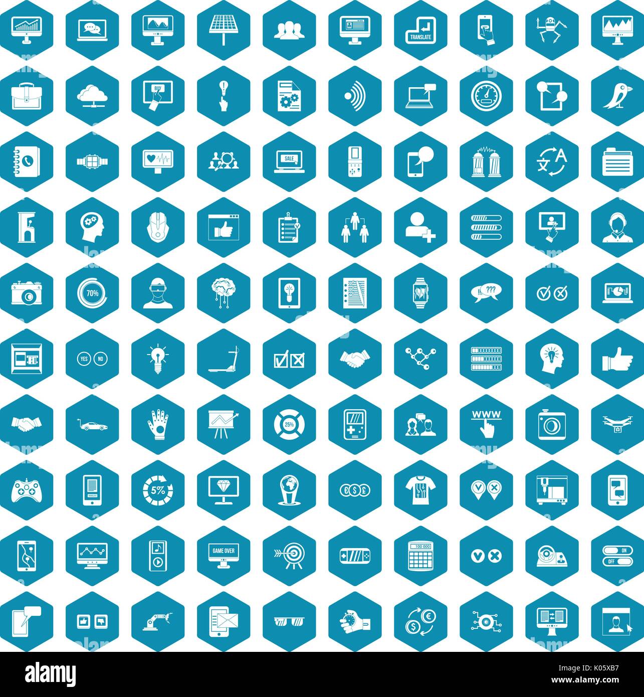 100 interface icons sapphirine violet Stock Vector