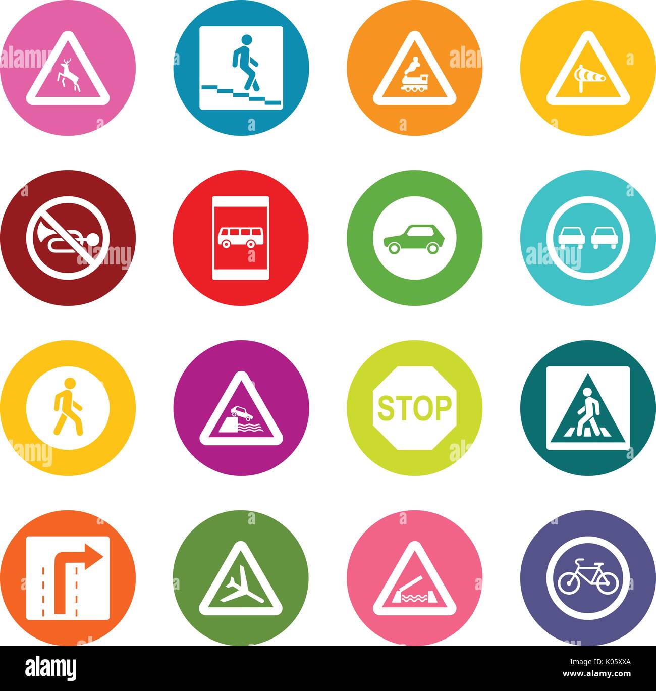 Road Sign Set icons many colors set Stock Vector Image & Art - Alamy