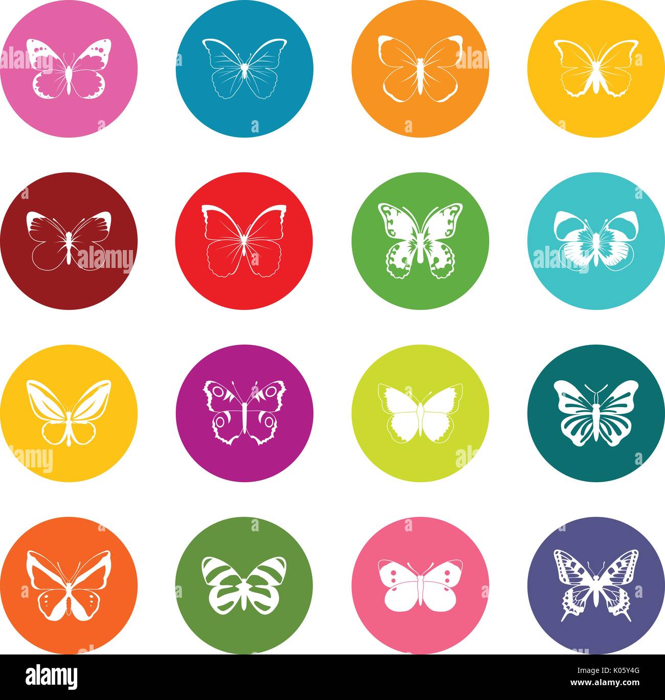 Butterfly set icons many colors set Stock Vector Image & Art - Alamy