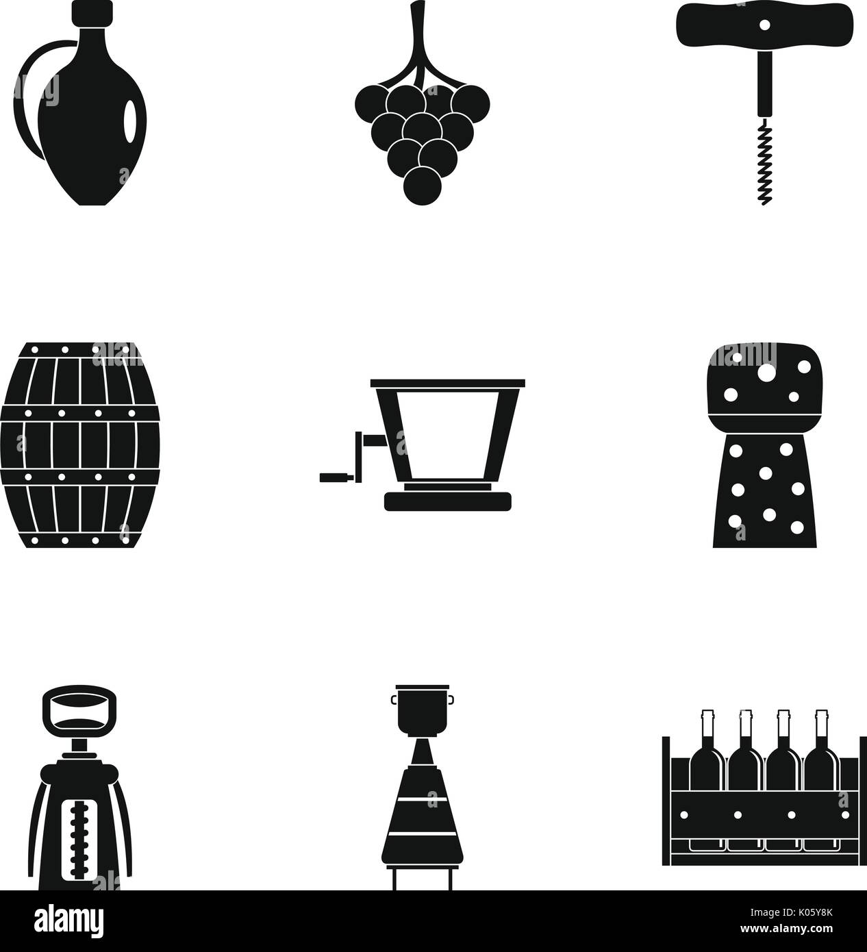 Wine tradition icon set, simple style Stock Vector