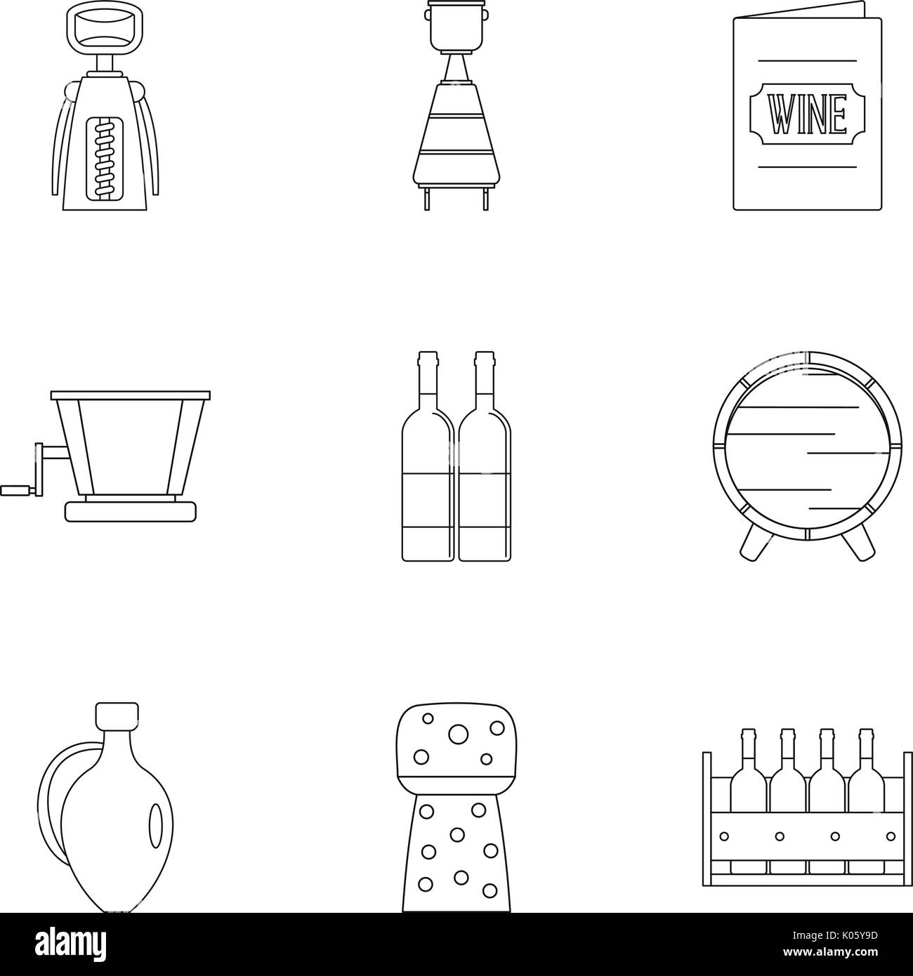 Wine company icon set, outline style Stock Vector Image & Art - Alamy