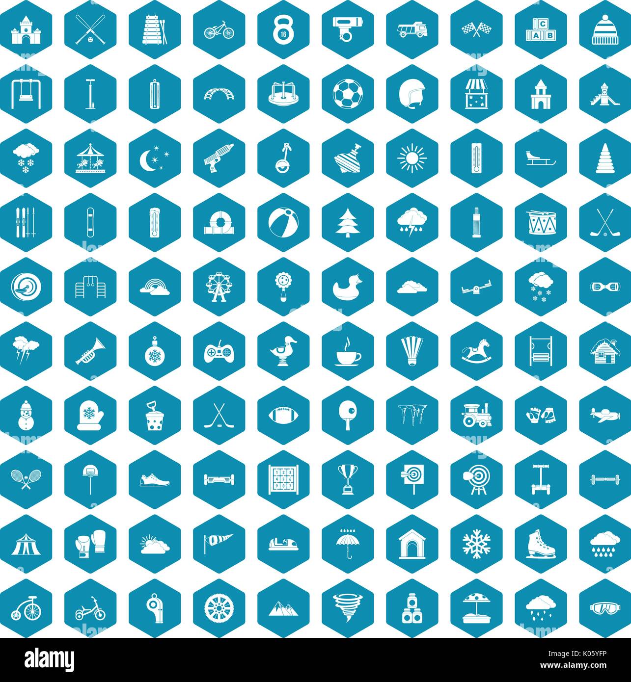 100 kids games icons sapphirine violet Stock Vector