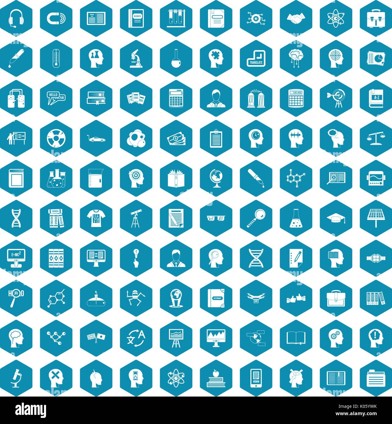 100 knowledge icons sapphirine violet Stock Vector