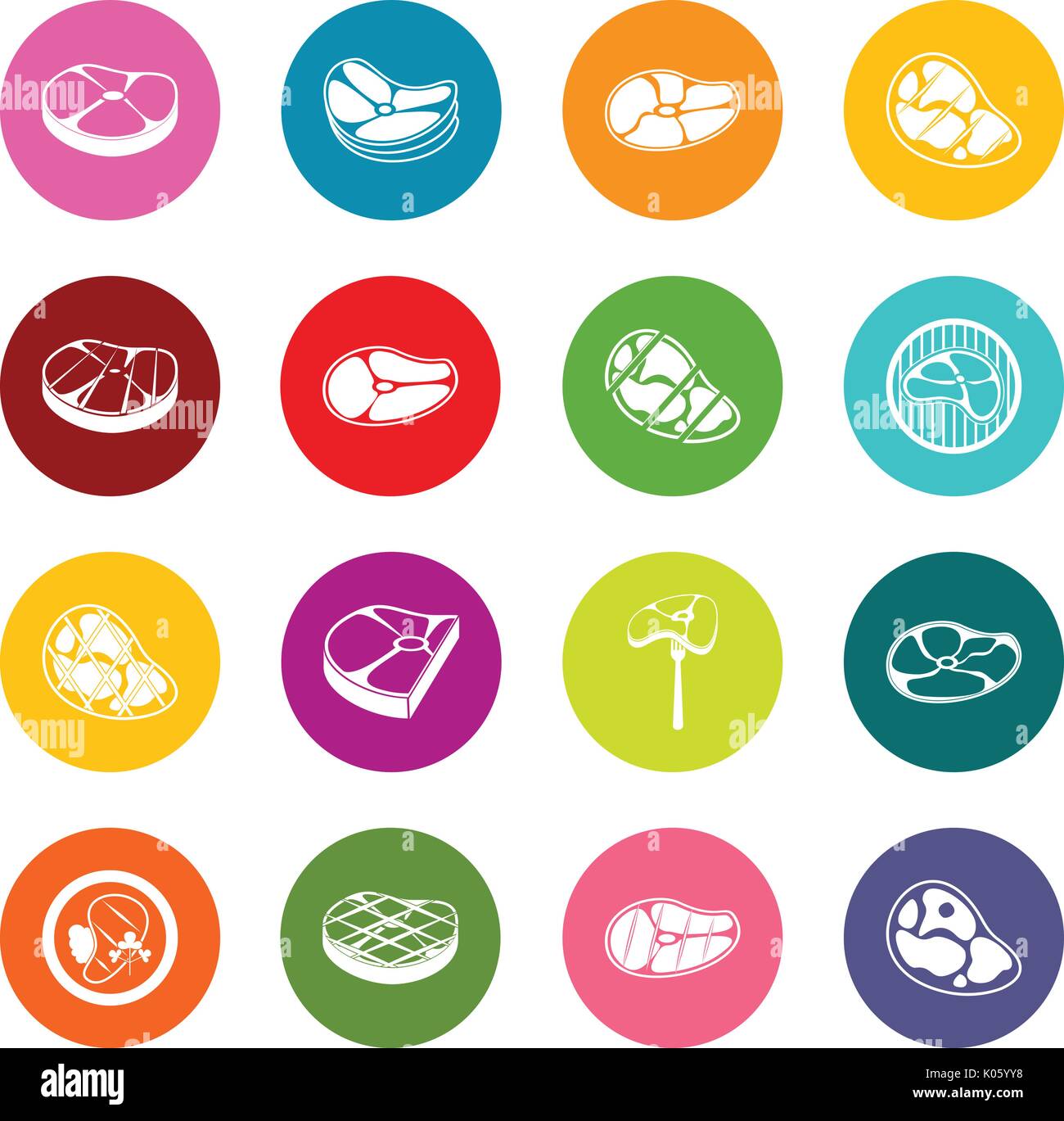 Steak icons many colors set Stock Vector Image & Art - Alamy