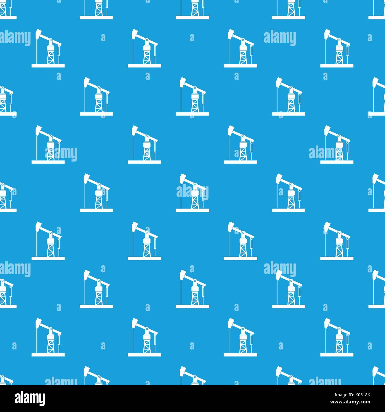 Oil pump pattern seamless blue Stock Vector