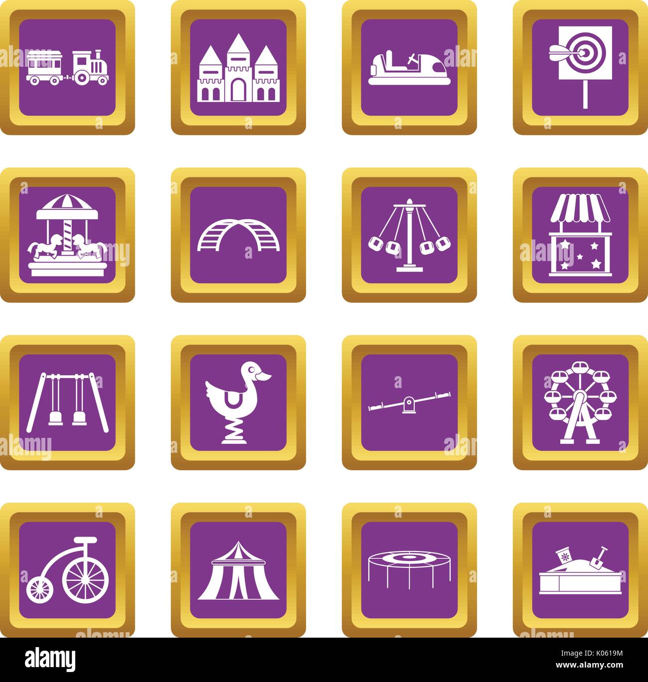 Amusement park icons set purple Stock Vector Image & Art - Alamy
