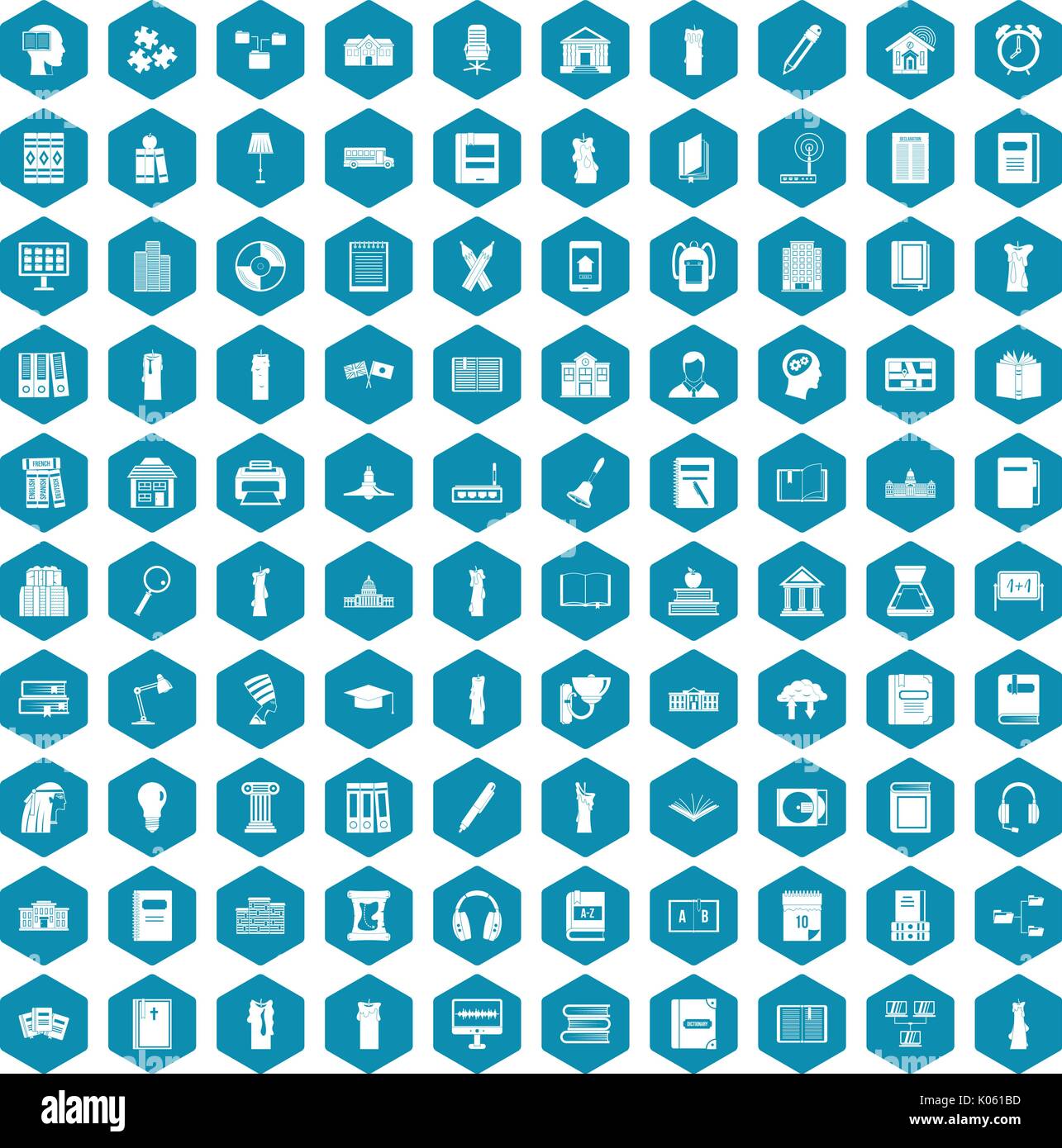 100 library icons sapphirine violet Stock Vector