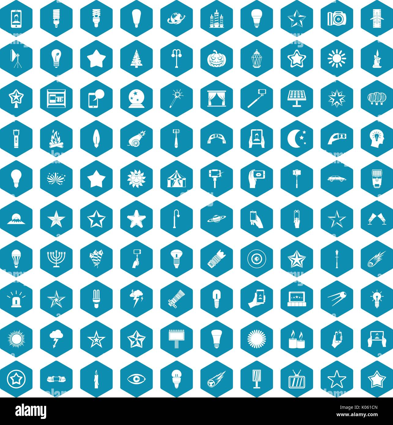 100 light icons sapphirine violet Stock Vector