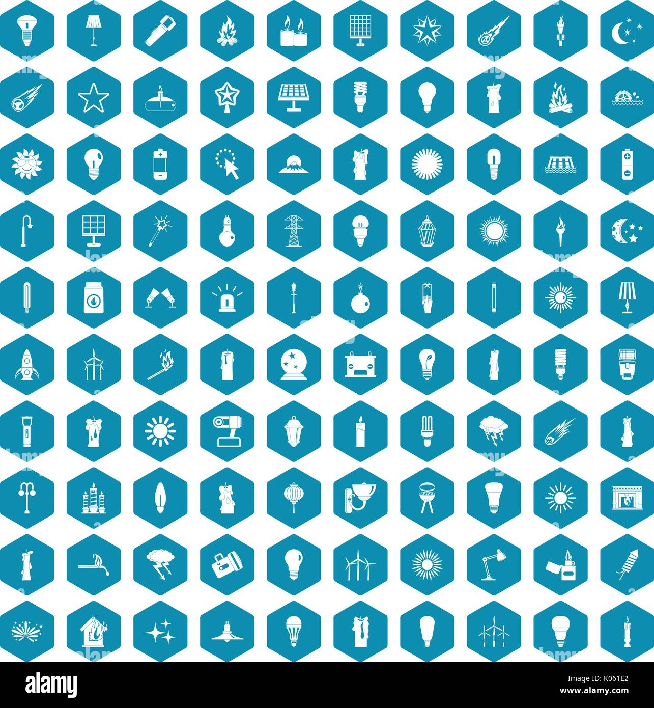 100 light source icons sapphirine violet Stock Vector