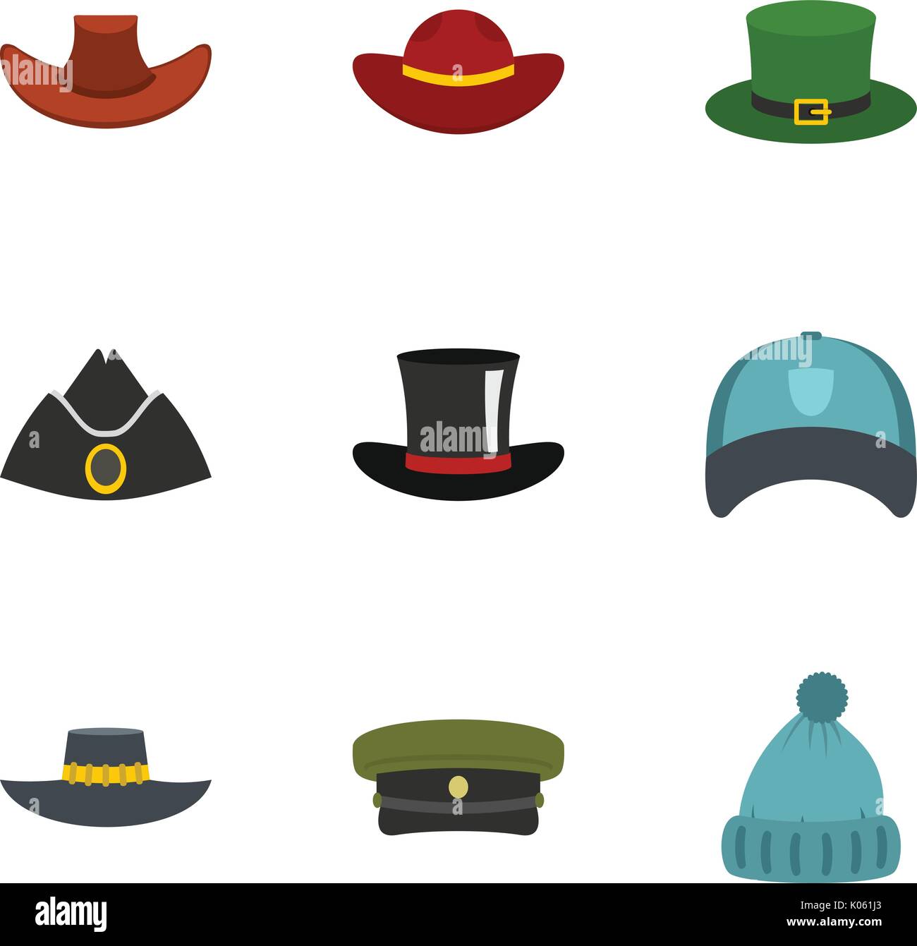 Hat style icon set, flat style Stock Vector Image & Art - Alamy