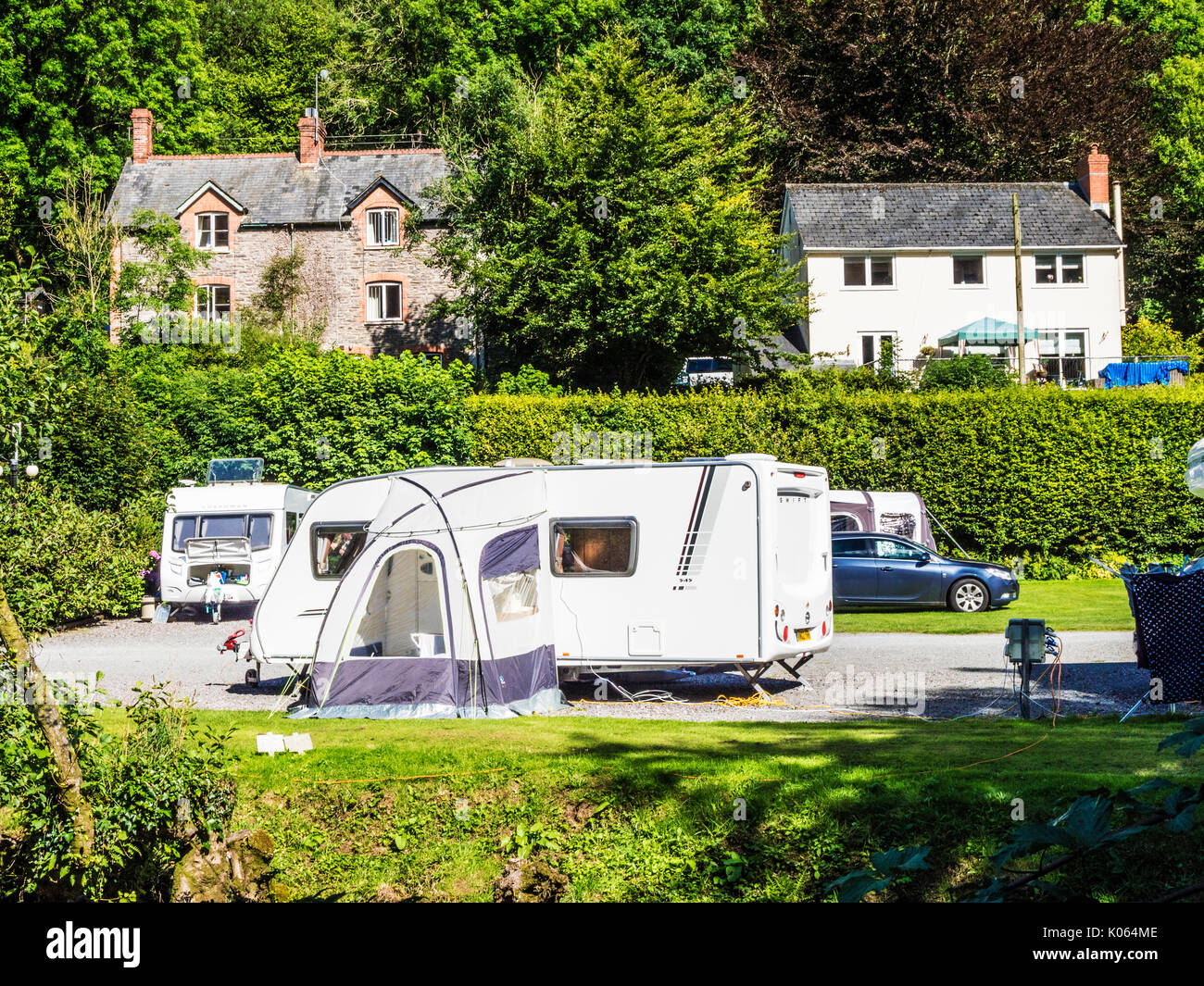 A small caravan site in Exmoor, Somerset. Stock Photo