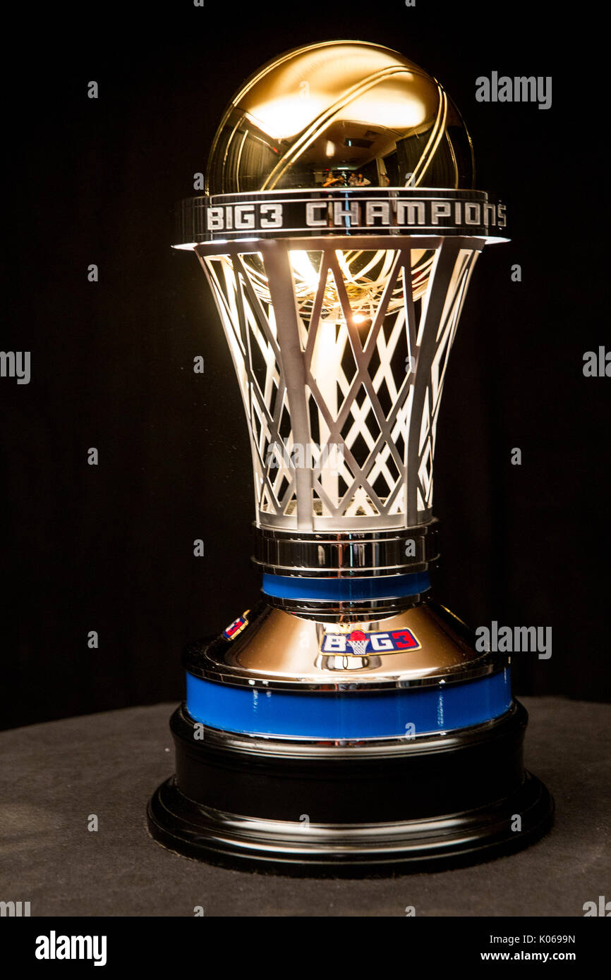 A view 24 karat gold 2017 BIG3 Championship trophy,crafted by S. R.  BLACKINTON,makers Kentucky Derby trophy for over 40 consecutive  years,revealed for first time BIG3 Playoffs KeyArena August 20,2017  Seattle,Washington Stock Photo -