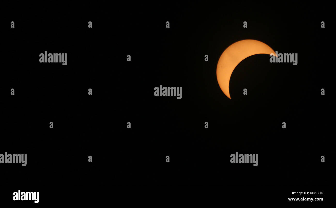 Philadelphia, PA, USA. 21st Aug, 2017. Pictured is the solar eclipse at