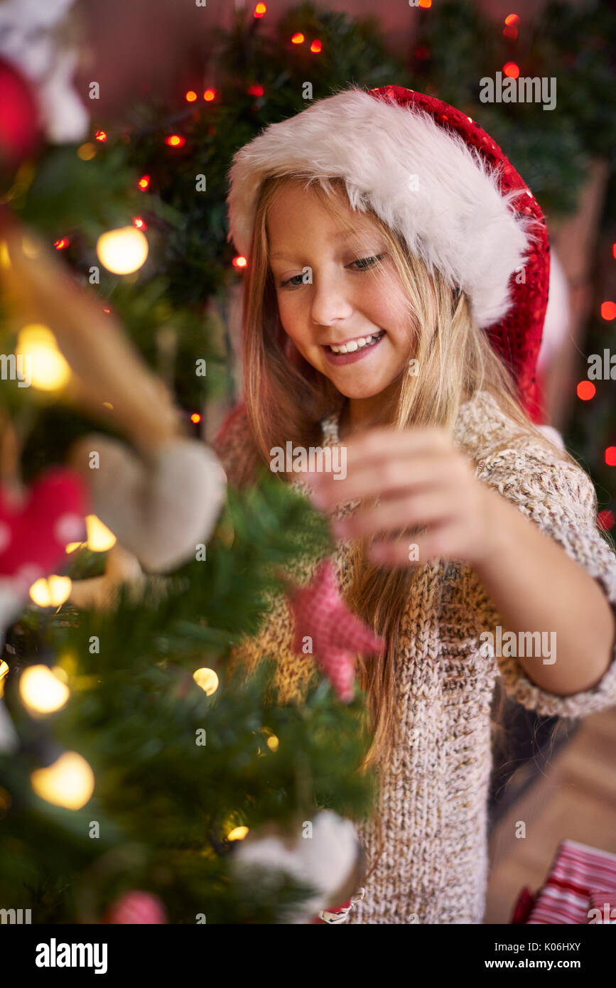 Dressing a Christmas tree is usually my duty Stock Photo