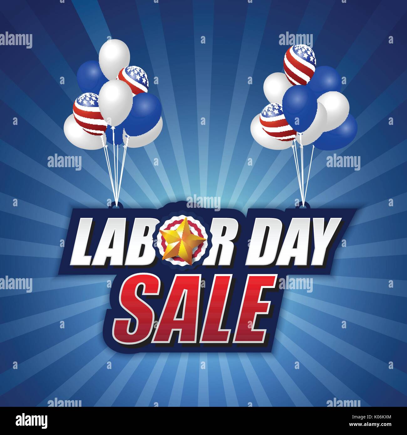 Labor day sale background design with hanging tag and balloon. Vector