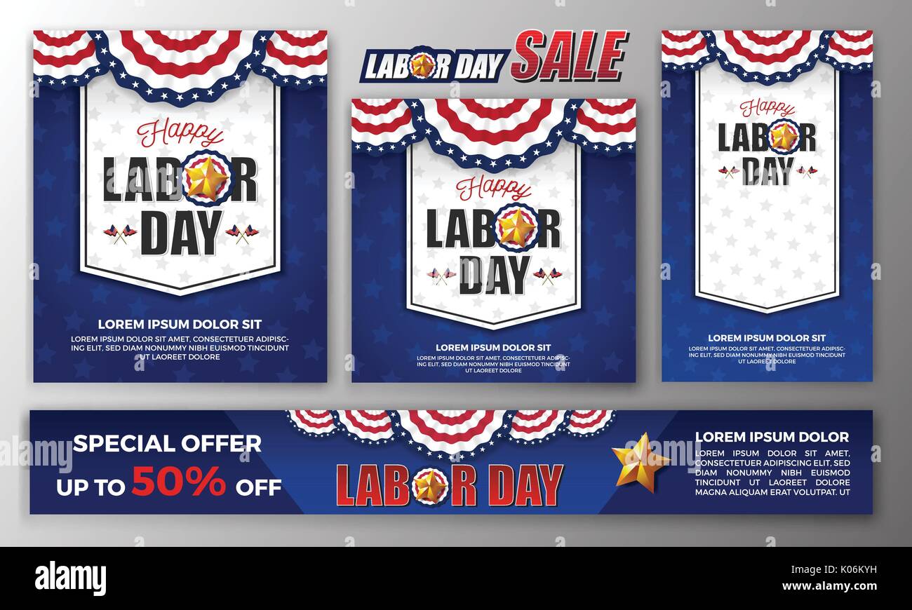 Happy Labor day banner background design. Vector illustration Stock Vector