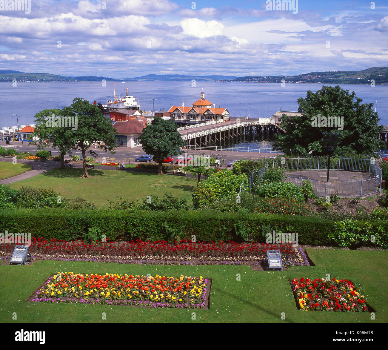 The pier and the Clyde, Dunoon, with Douglas Park, as seen from the