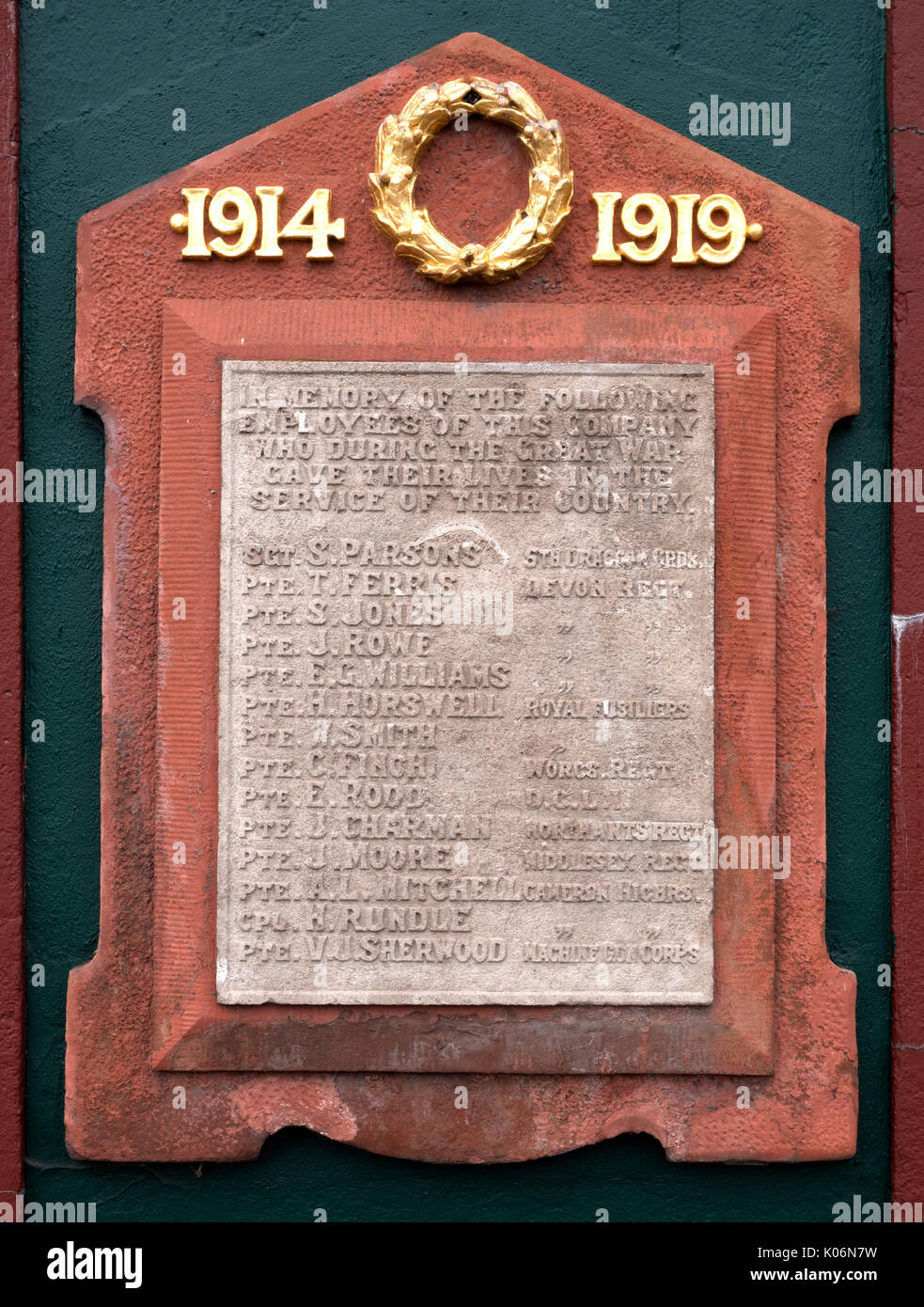 First World War memorial at East Stonehouse, Plymouth, Devon, England, UK. Stock Photo