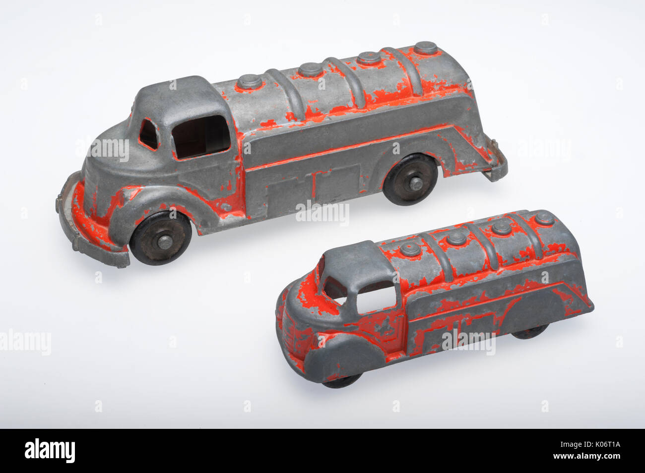 Cast White Metal toy Gas truck Stock Photo