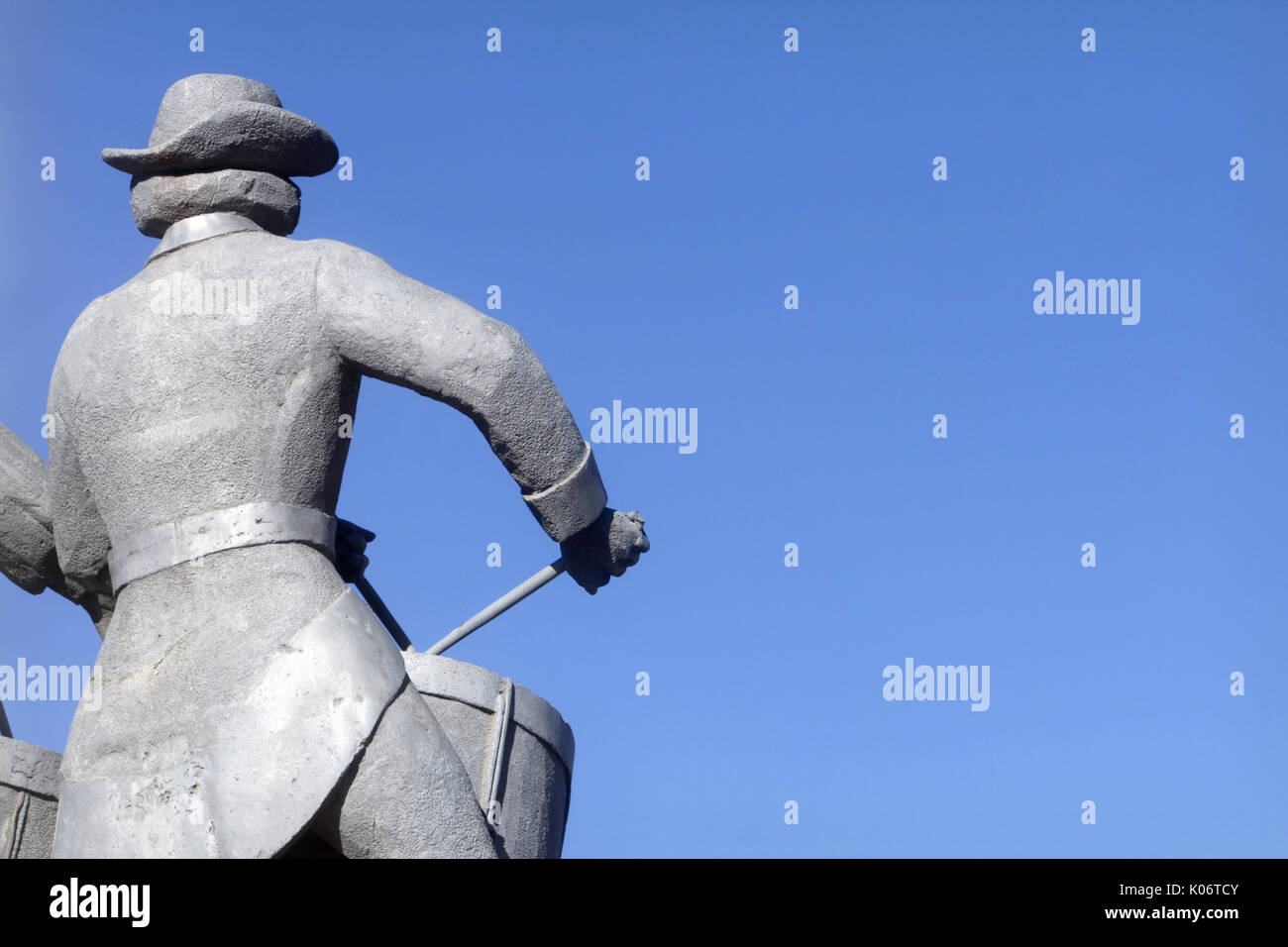 A view of the back of the drummer in the Spirit of 76 sculpture at the Oklahoma State Fair Park. Stock Photo
