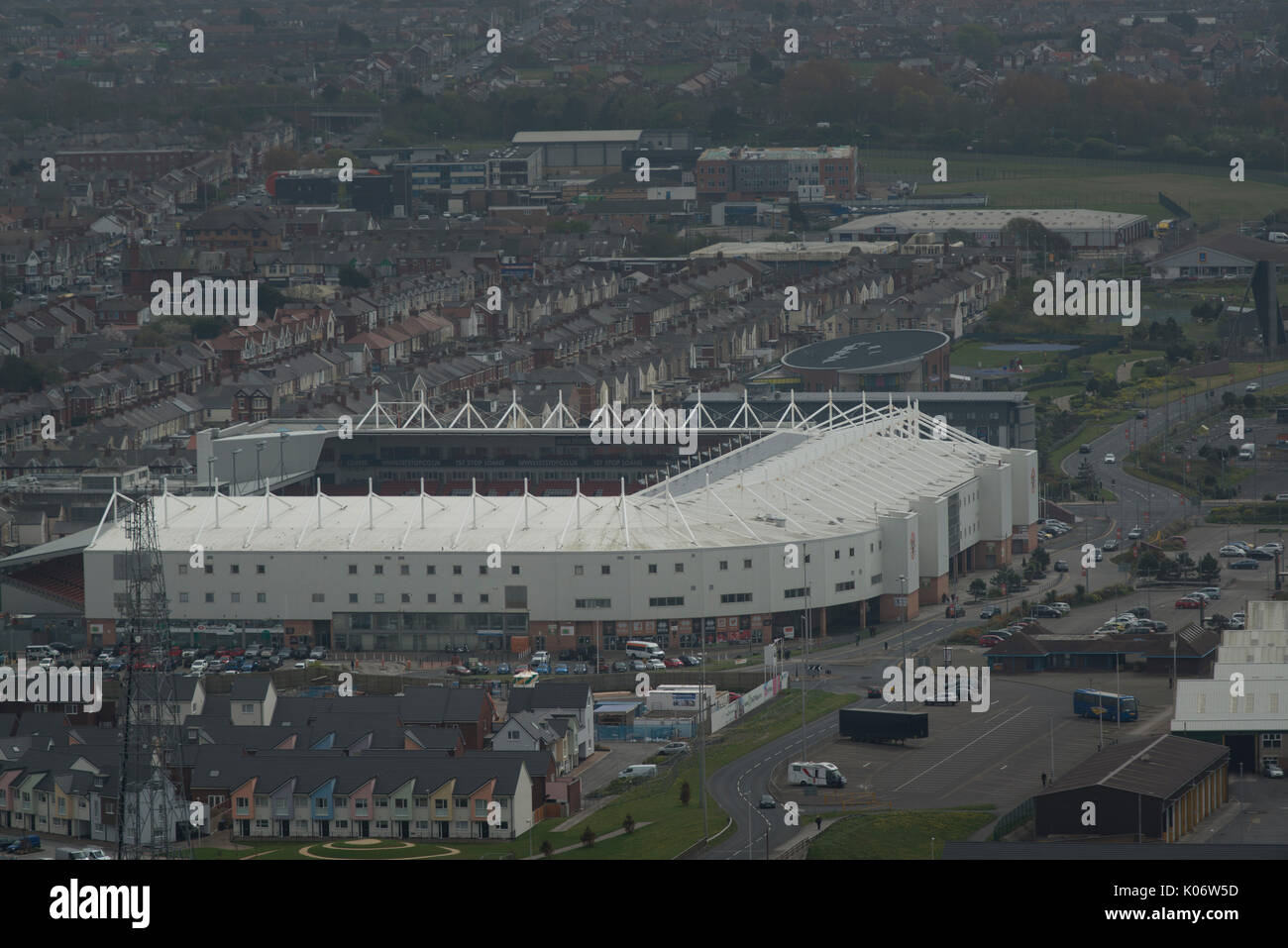 Blackpool football stadium, Bloomfield road. credit: LEE RAMSDEN / ALAMY Stock Photo