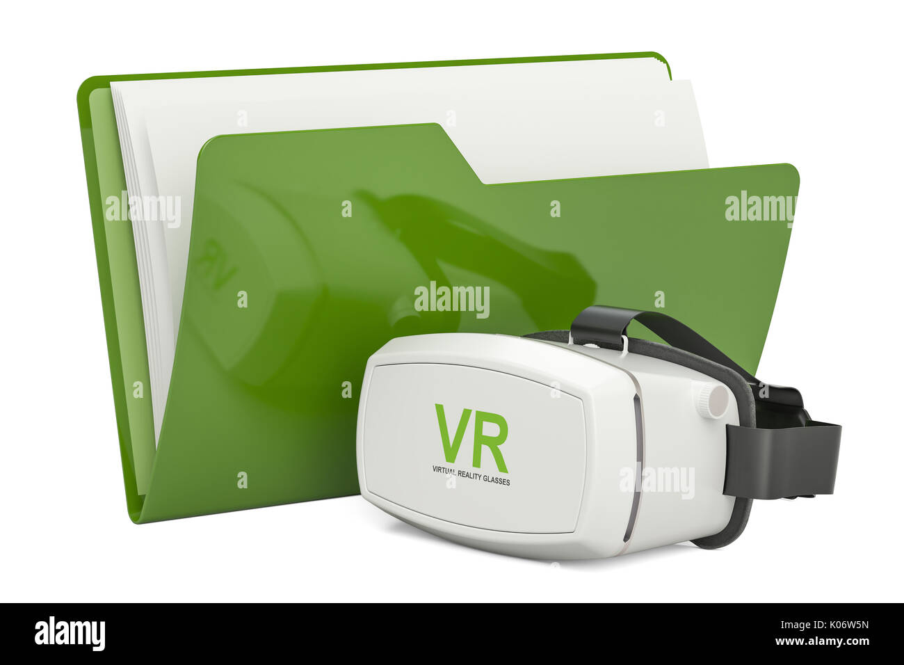 Computer folder with virtual reality glasses, 3D rendering Stock Photo -  Alamy