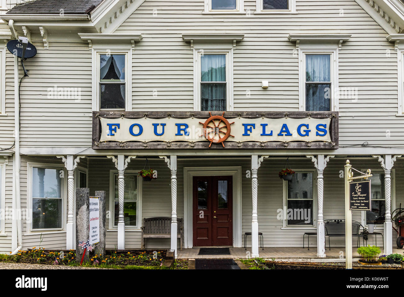 Castine, USA June 9, 2017 Empty small village in Maine during rain