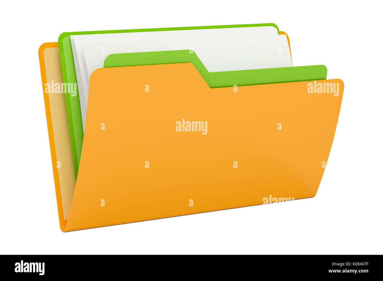 Yellow computer folder icon with folder inside, 3D rendering isolated ...